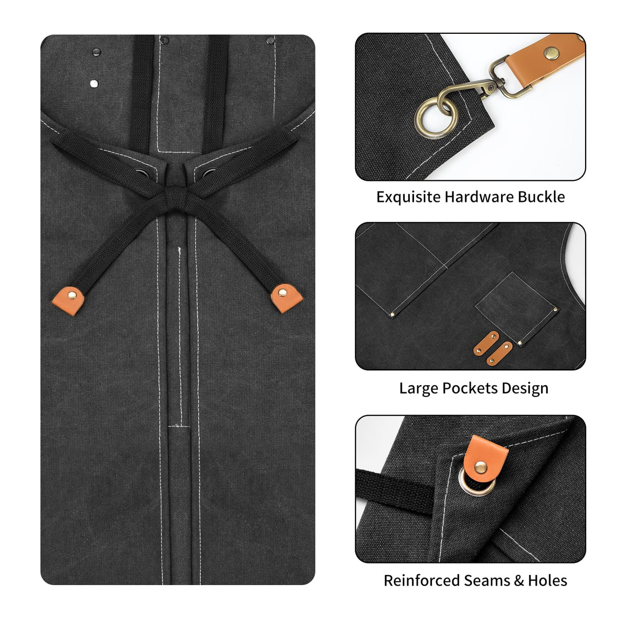 AOLEBA Aprons for Men & Women,Canvas Chef Apron with Cross Back Adjustable, Apron for Kitchen, Garden, Cafe, M-XXL AOLEBA