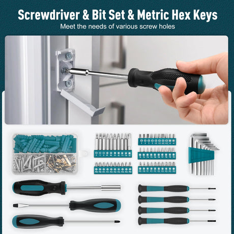 Sundpey Home Tool Kit 281-PCs - Portable Complete Basic Repair General Hand Tool Sets for Men Women - Full Tool Set with Socket Wrench Set & Screwdriver Set & Metric Hex Key & Pliers & Tool Box Case Sundpey