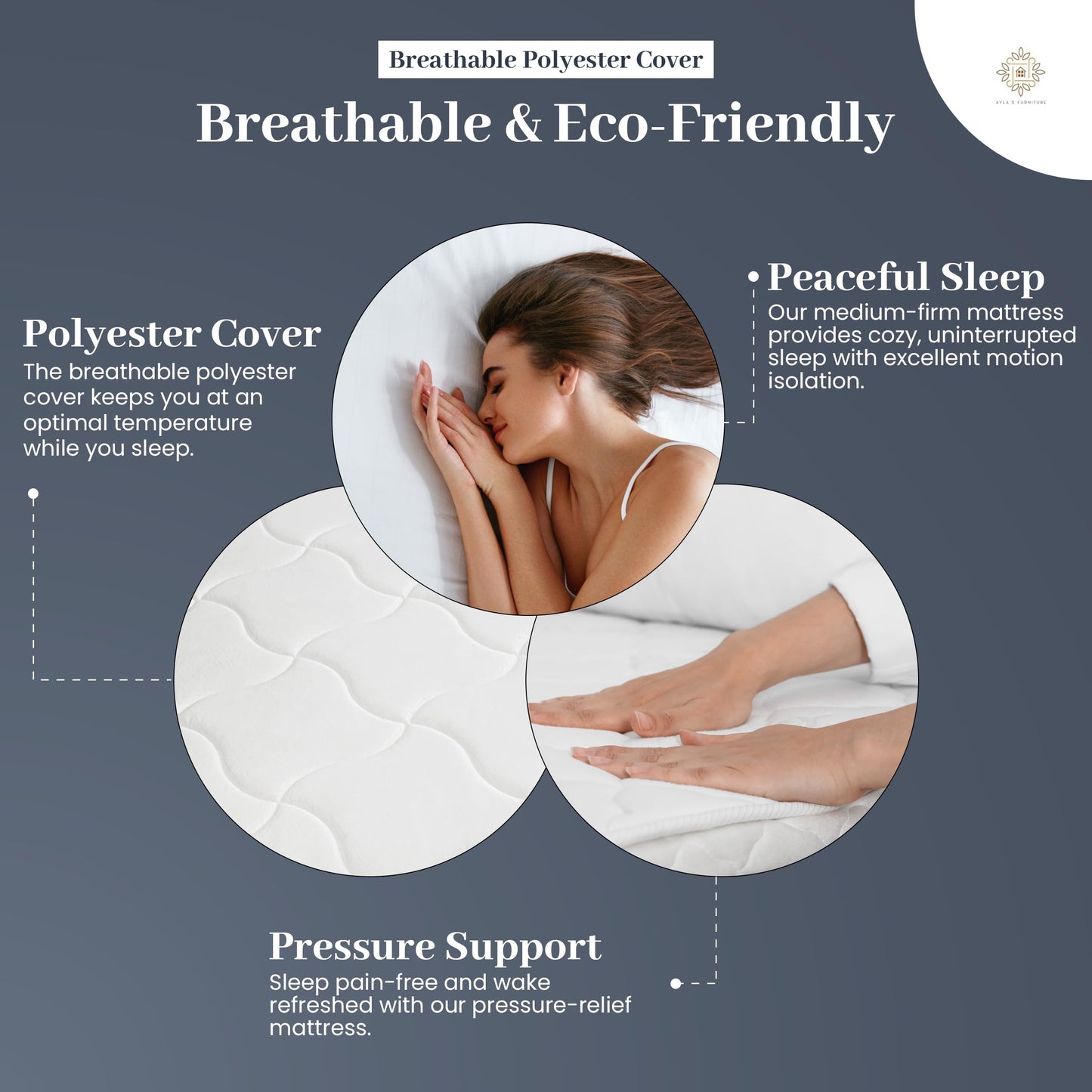 Aylas Furniture Full Size Mattress- 8 Inch Hybrid Mattress Full with High Density & Comfort Cold Foam with Continuous Coil Bonnell Springs - Eco-Friendly, Breathable Full Mattress Medium Firmness