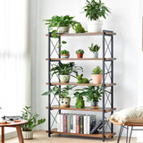 HCHQHS Bookshelf, 5-Tier Industrial Bookcase, Rustic Open Book Shelf, Freestanding Tall Bookshelves with Metal Frame HCHQHS