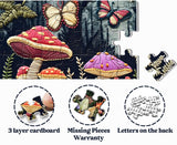 Mushroom Garden Puzzles for Adults 1000 Pieces, Forest Mushroom Butterfly Jigsaw Puzzles, Flowers Nature Plant Embroidery Puzzle as Home Decor PPuzzling