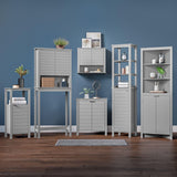 RiverRidge Madison Bathroom Corner Storage Cabinet with Open Shelves and Cupboard Tall Corner Storage Bathroom Furniture Dresser Curio Cabinet RiverRidge