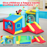 WELLFUNTIME Inflatable Bounce House and Extended Long Water Slide, Jumping Castle Slide with Blower, Kids Bouncer with Ball Pit, Dart Target Game WELLFUNTIME