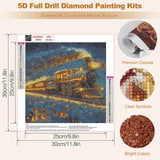 MEIYUDA Christmas Diamond Painting Kits for Adults, 5D Winter Train Diamond Art Kits for Beginners, DIY Gem Art Crystal Painting for Home Wall Decor and Present 12x12inch MEIYUDA
