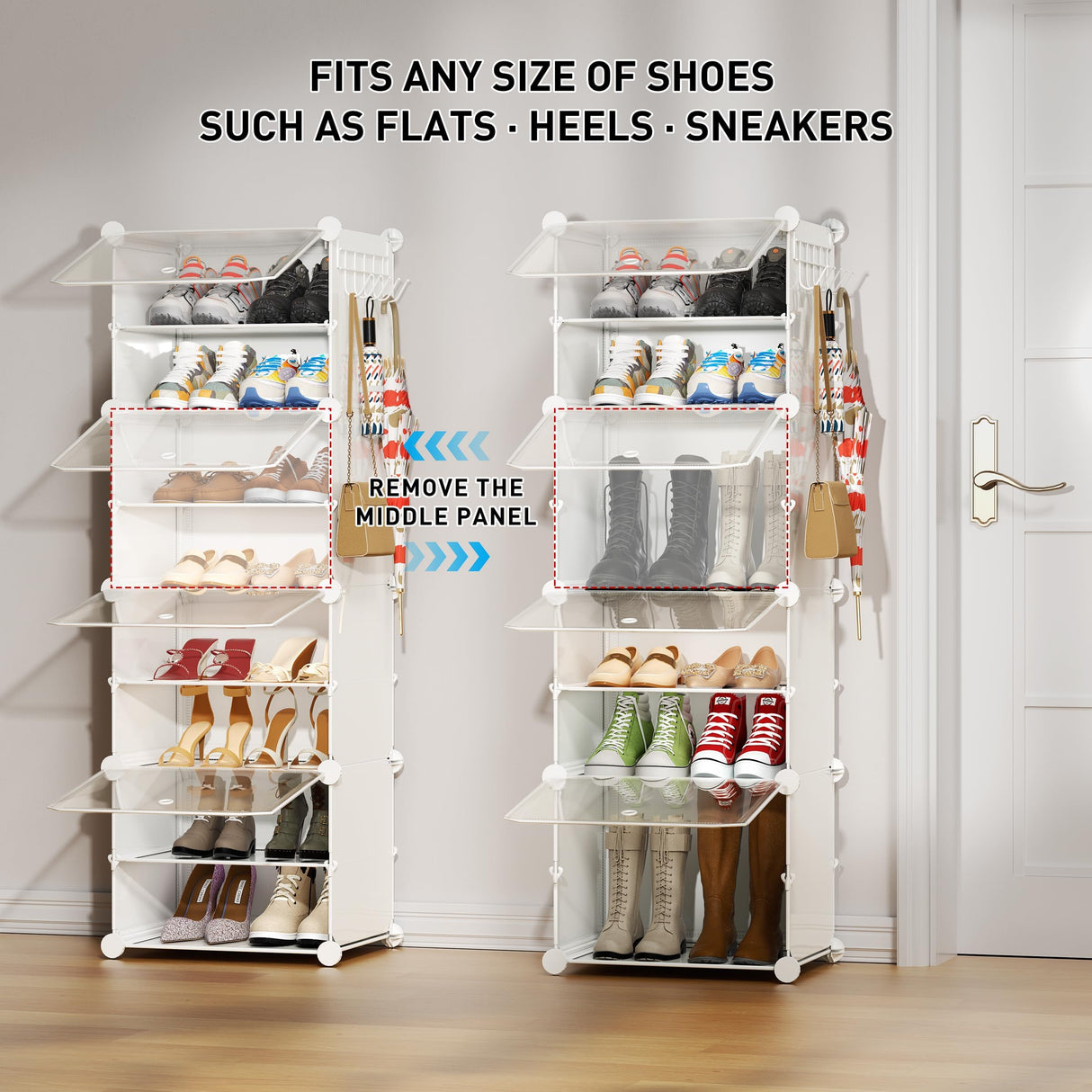 HOMICKER Shoe Storage,8 Tier Shoe Rack Organizer for Closet Shoe Cabinet with Door Shoe Shelves for Closet,Entryway,Hallway,Bedroom HOMICKER