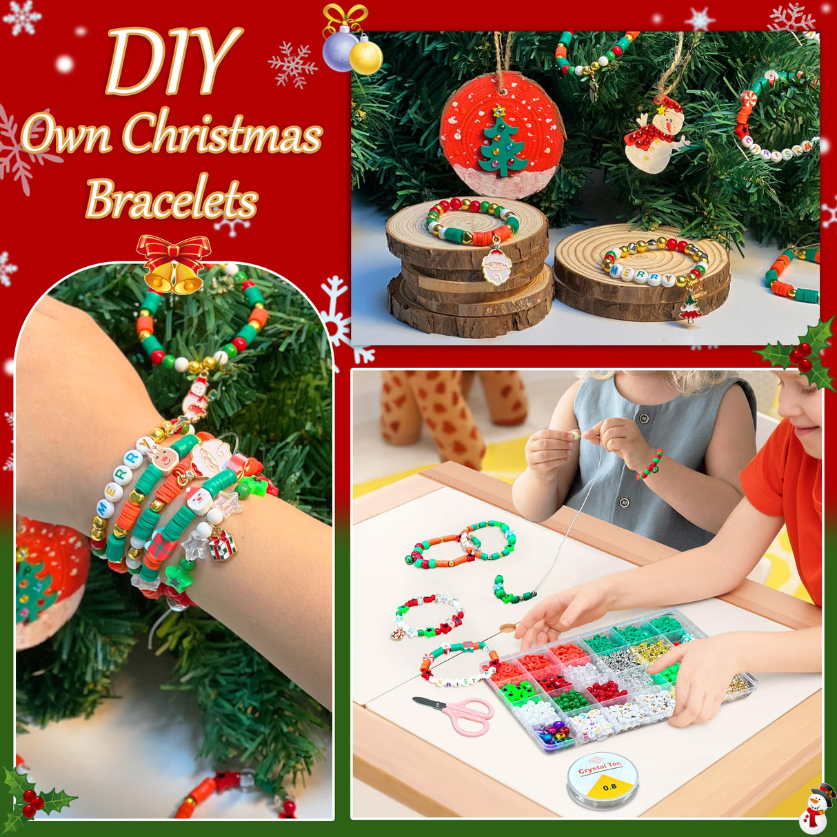 Kids Wooden Art Kit - Wooden Crafts for Kids Ages 5-12, Bracelet Making Kit Toys, Halloween Christmas Birthday Gifts for Girls Boys Teens, Creative Art for 5, 6, 7, 8, 9, 10, 11, 12 Year Old MAGETOYS