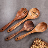 Wooden Kitchen Utensils Set,GUDAMAYE 9 PCE Natural Teak Wooden Spoons For Non-stick Pan for Cooking, Gudamaye