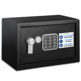 SereneLife Electronic Safe Box | Heavy-Duty 13.8’’ x 9.8’’ Small Lockbox | Digital Keypad Code & 2 Key Override | Compact Money Safe for Cash, Jewelry, Valuables | Wall & Floor Mountable Storage SereneLife