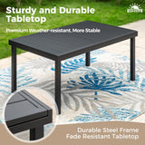 SUNSHINE VALLEY 9 Pieces Patio Dining Set for 8, Outdoor Dining Set with Teslin Fabric High Back Swivel Chairs & Black Metal Extendable Table, Outdoor Table and Chairs Set for Deck Backyare Garden SUNSHINE VALLEY