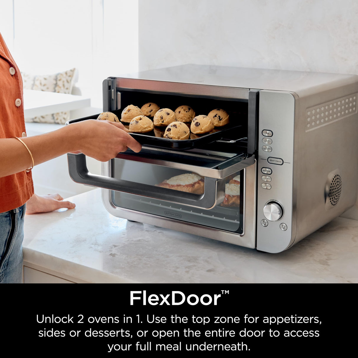 Ninja Double Stack XL Countertop Oven & Air Fryer, 12-in-1, Flexdoor, FlavorSeal, SMART FINISH with DualZone Technology, Countertop Oven, Air Fryer, Bake, Broil, Reheat, Pizza, Stainless Steel, DCT601 Ninja