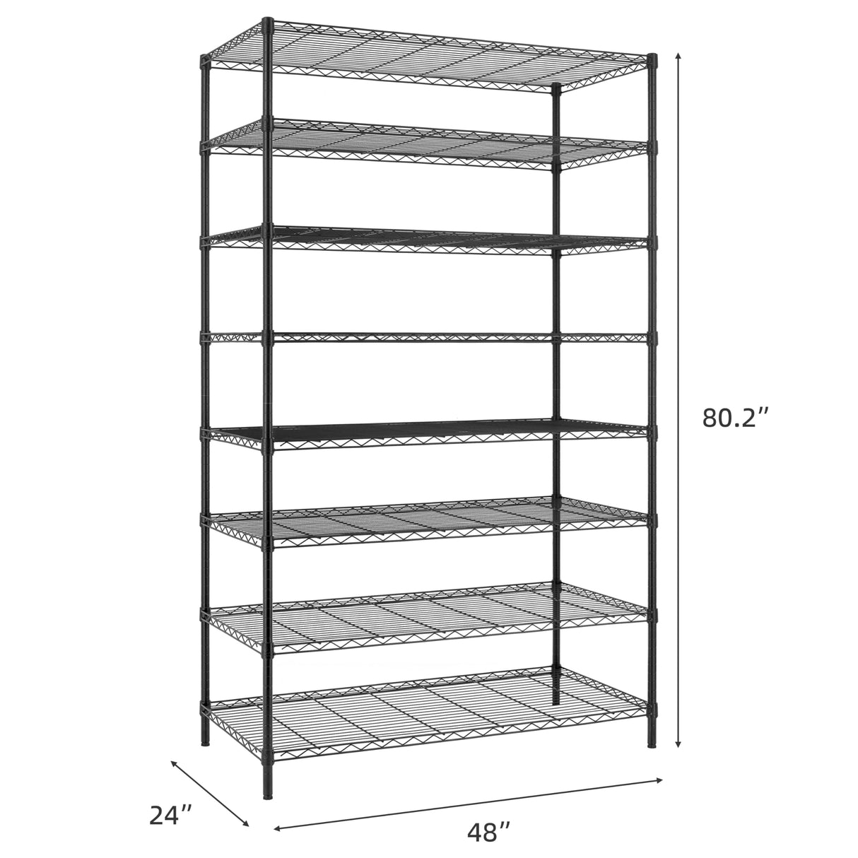 Finnhomy 4000LBS 8-Tier Wire Shelving Unit Adjustable Steel Wire Rack, 24x48x80.2 Inches 8 Shelves Metal Rack, Pantry Shelves for Storage, Metal Garage Shelving with 1" Pole, NSF Certified, Black Finnhomy