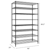Finnhomy 4000LBS 8-Tier Wire Shelving Unit Adjustable Steel Wire Rack, 24x48x80.2 Inches 8 Shelves Metal Rack, Pantry Shelves for Storage, Metal Garage Shelving with 1" Pole, NSF Certified, Black Finnhomy