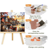 Lxmsja Fishing Village Paint by Numbers Kit for Adults, Harbor Acrylic Paint by Numbers for Adults Beginner, DIY Craft Supplies Oil Painting Kits for Home Wall Decor 20x16 inch (No Frame) Lxmsja