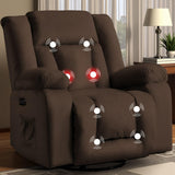 Korser Oversized Power Recliner Chair, Swivel Rocking Chair for Adults, Electric Glider Reclining with Massage and Heating, Waffle Fabric Rocker Recliner with Side Pockets for Living Room, Bedroom Korser