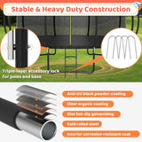 Zevemomo 16FT Trampoline for Kids and Adults, Outdoor Trampoline w/Basketball Hoop, Sprinkler, Ground Stakes/Anchors, Storage Bag, Galvanized Anti-Rust Coating, Gift for Kids and Adults Zevemomo