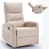 EZZUP 360° Swivel Recliner Chairs for Small Spaces, A Recliner with Side Pockets, Small Rocker Recliner for Living Room, Bedroom, Cream Recliner Chair for Adults EZZUP