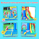 Baralir Inflatable Bounce House with Water Slide – Backyard Inflatable Water Park with 4 Sprinklers, 2 Splash Pools, Fits 5 Kids, Perfect for Summer Fun & Cooling Down Baralir