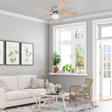 Prominence Home Alvina Traditional 42 Inch Ceiling Fan with Light, LED Flush Mount Ceiling Fan, Indoor Fan with 5 Blades, Walnut Brown and Maple Brown Blade Finish Options, Satin Nickel (80029-01) Prominence Home