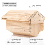 WHITEHORSE Premium Cedar Bee House - 6” Long Replaceable Tubes - Perfect for Mason Beekeeping - an Insect Hotel Built to Last - Support Bees While Pollinating Your Garden (Paper Tubes) WHITEHORSE