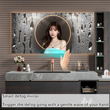 ZGNBSD Bathroom Vanity with Sink- Solid Wood Bathroom Vanity Include Smart LED Defog Mirror ＆ Multi-Cabinet Storage Space, Wall Mounted Bathroom Vanity Cabinet (60'') ZGNBSD