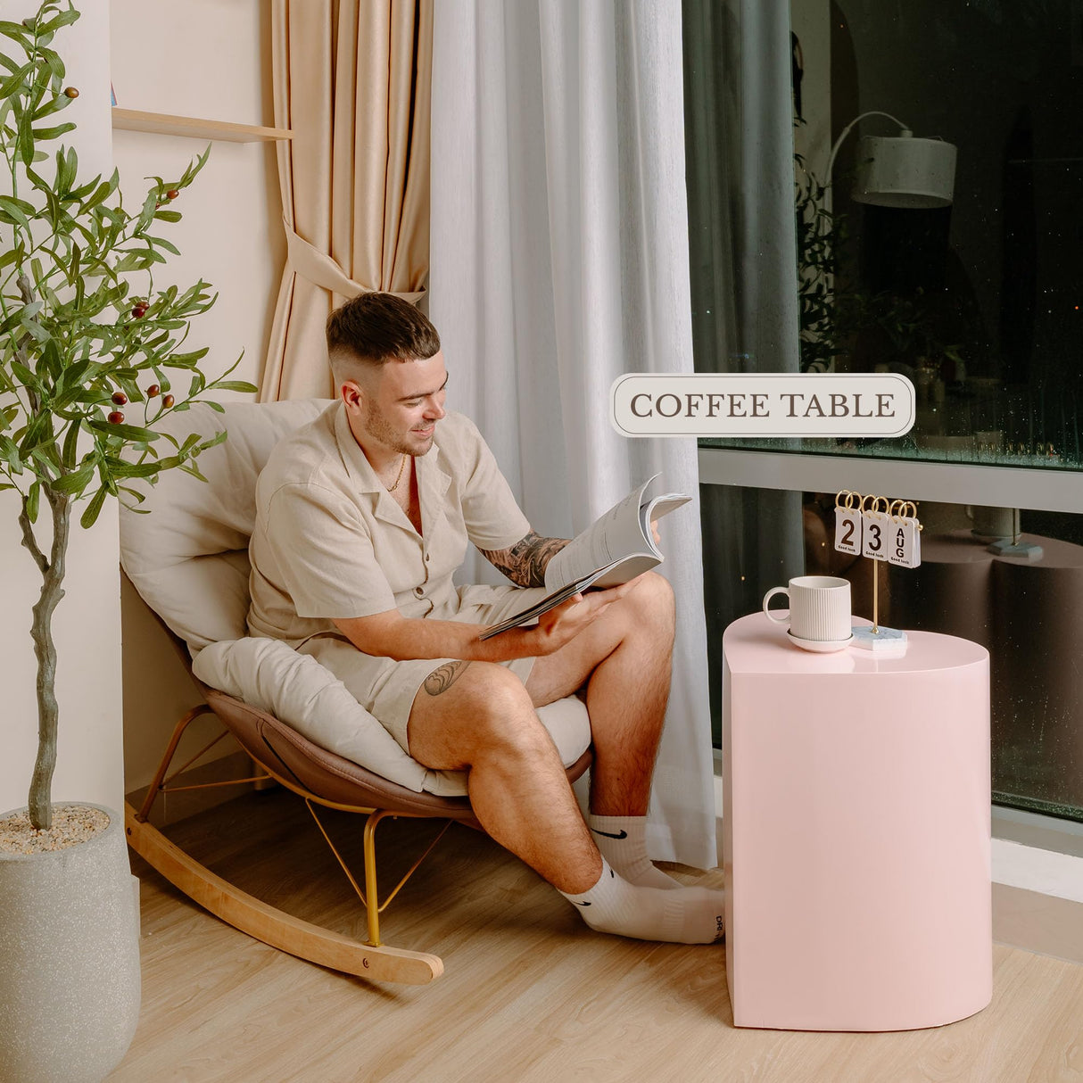 KAYMILY Living Room Coffee Table, Office End Table, Bedroom Modern Nightstands, Nursery Side Table, Accent Tables - Heart Shape - No Assembly - Pink Kaymily Home