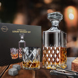 LIGHTEN LIFE Whiskey Decanter Set,Italian Style Decanter Set with 4 Glasses in Gift Box,Crystal Bourbon Decanter Set for Scotch,Liquor,Whiskey Decanter Set for Men and Women LIGHTEN LIFE