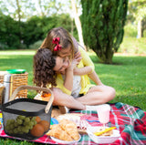 Cheardia 2 Pack Picnic Baskets, Metal Mesh Harvest Basket with Foldable Wooden Handle, Rectangle Garden Storage Basket Bin for Vegetable Fruit Garden Kitchen Cabinet Picking Gathering Cheardia