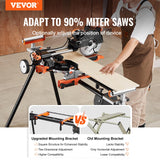 VEVOR Miter Saw Stand, 93in Collapsible Miter Saw Stand with Integral Mounting Bracket Clamp, Height and Length Adjustable, 500lbs Load Capacity with Wheels Portable Compact Folding Miter Saw Stand VEVOR