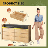 WLIVE 9 Drawer Led Dresser for Bedroom, 58.35'' Wide Wood Dresser Storage Organizer with Power Outlets for 65'' TV, Dressers with Open Shelves, Chest of Drawers for Closet, Living Room, Light Oak WLIVE