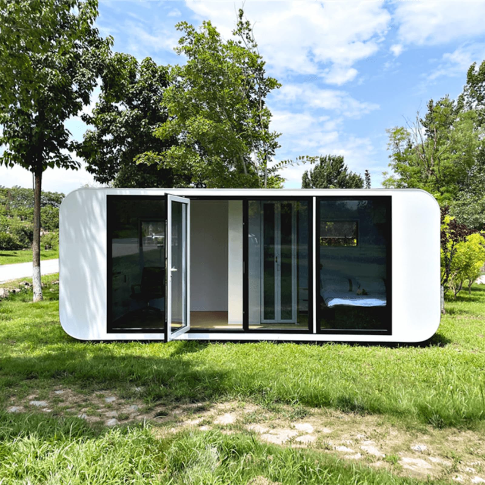 Chery Industrial Expandable Prefab House Tiny Office Apple Cabin 20ft, Exquisitely Designed Modern Prefab House for Live, Work - WoodArtSupply