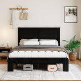 SAMTRA Wooden Bed Frame Full Size with Headboard, Farmhouse Platform Bedframe with Wood Slat Support, Sturdy Framework Bed Frame, Easy Assembly (Rustic Black) SAMTRA