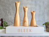 OLEEK Wooden Candlestick Holders Set to Suit Any Style of Decor - Durable & Easy to Clean Wood Candlestick Holders - Set of 3 Wooden Taper Candle Holders - Wood Candle Holder Create A Warm Atmosphere OLEEK