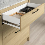 South Shore Myro Kitchen Island Faux White Marble and Blonde Oak, Contemporary South Shore