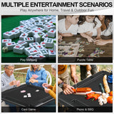 Ktaxon 35" Mahjong Table, Domino Folding Square Tables Set Suitable for Indoor Outdoor Game, Card Poker & Puzzle with 4 Cup Holder and Chip Trays, Adults, Black Ktaxon