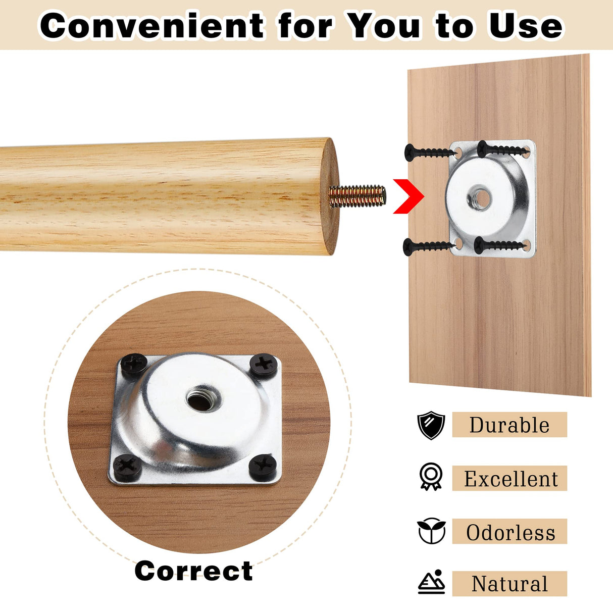 TURSTIN 8 Pieces 16 Inches Table Legs Wood Furniture Legs Tapered Round Replacement Desk Chair Legs Mid Century Furniture Legs for Coffee Table Dresser Night Stand (Wood) TURSTIN