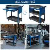 AIRAJ PRO 3 Tier Tool Cart,440 LBS Capacity Rolling Tool Cart with Drawers,Heavy Duty Industrial Service Tool Cart on Wheels with Pegboard Hooks for Mechanics,Garage,Warehouse,Workshop,Blue AIRAJ PRO