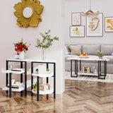 AWQM Faux Marble Table Set,Coffee Table&2 Side Table, Faux Marble Tabletop and Metal Frame,3 Piece Table Sets, for Living Room Apartment,White & Black AWQM