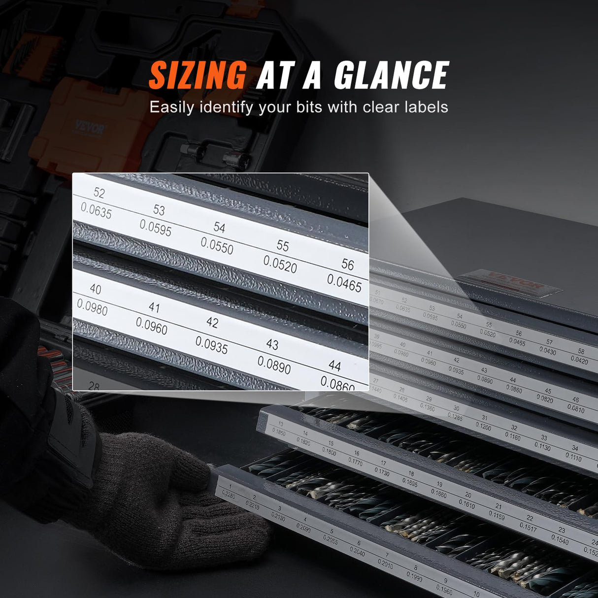 VEVOR Drill Bit Dispenser Cabinet, Five-Drawer Drill Bit Dispenser, 60-Compartment Drill Bit Organizer Cabinet, Drill Dispenser Organizer Cabinet Holder for Jobber Length Wire Gauge Sizes 1 to 60 VEVOR