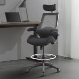 BOLISS High-Back Ergonomic Computer Office Drafting Desk Chair Adjustable Headrest,with Flip-Up Arms Molded Foam Seat Cushion and Lumbar Support and Big Foot Ring-Black BOLISS