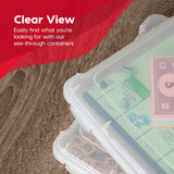 IRIS USA Board Game Storage Craft Organizer Box with Snap-Tight Latch Lid, 10-Pack Portable Plastic Case Bin for Puzzles, Magazines, Hobbies, Art Supplies, Fits 8.5" x 11" & A4 Papers, Slim, Clear IRIS USA, Inc.