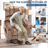 SOCIALCOMFY Large Tall Man Power Lift Recliner Chair with Massage & Heat, Dual Motor Lay Flat Electric Lift Sleeper Recliner w/Extended Footrest, Lumbar Pillow, USB & Type-C Ports, Pocket,Plush Brown SOCIALCOMFY