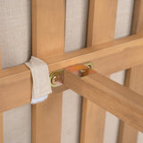 Christopher Knight Home Kavets 76.25'' W Outdoor 3 Seater Sofa with 5" Cushion, Acacia Wood Patio Sofa, Modern Slat Panel Bench, Spacious Seating Couch for Backyard Garden Porch, Light Teak+Beige Christopher Knight Home