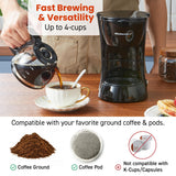 Elite Gourmet EHC4128 Automatic 4-Cup Brew & Drip Coffee Maker with Pause N Serve, Glass Carafe, Reusable Filter, On/Off Switch, Keep Warm, Water Level Indicator, Black Elite Gourmet