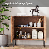 BVIUNTWO Farmhouse TV Stand for TVs up to 95 inch, 3 in 1 Entertainment Center TV Console with Storage Cabinets and Metal Base,Media Console for Living Room,Brown BVIUNTWO