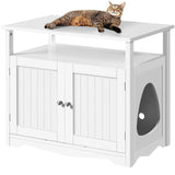 Yaheetech Cat Litter Box Enclosure, Large Hidden Litter Box Furniture with Storage Shelf, Dog Proof Wooden Cat House with Removable Divider, Indoor Cat Washroom Pet Side Table Storage Cabinet Yaheetech