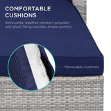 Best Choice Products 5-Piece Modular Conversation Set, Outdoor Sectional Wicker Furniture for Patio, Backyard, Garden w/ 3 Chairs, Ottoman Chair, 2 Pillows, 6 Seat Clips, Coffee Table - Gray/Navy Best Choice Products