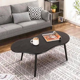 Small Coffee Table Black Cloud Coffee Table for Small Spaces Modern Center Table Unique Irregular Coffee Table with Wood Legs Living Room Mid-Century Sofa Table FEUFOAM