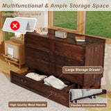 Keloyid Solid Wood Murphy Bed Cabinet：Queen Size Murphy Bed with USB Charging Station and Large Storage Drawer for Home，Optimize Sleeping Space（Mattress Not Included） Deep Brown Red-7 Keloyid