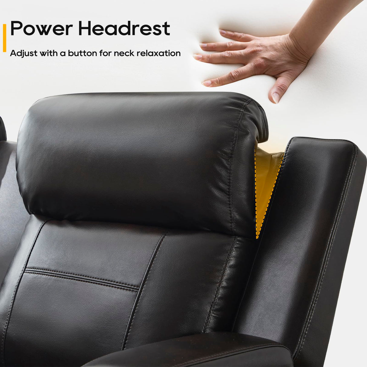 P.H.Furn Power Loveseat Recliner Sofa, Home Theater Seating with Adjustable Headrest, Blue LED Lighting, Reclining Loveseat, Storage, Cup Holder, USB, Charging P.H.Furn