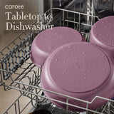 CAROTE 19pcs Pots and Pans Set, Nonstick Cookware Set Detachable Handle, Induction Kitchen Cookware Sets Non Stick with Removable Handle, RV Cookware Set, Gold and Purple CAROTE